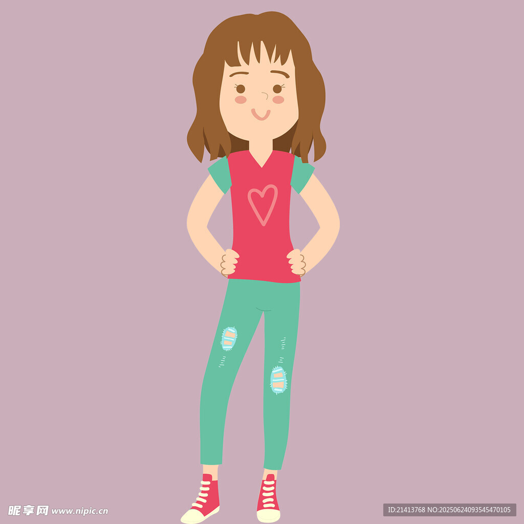 時尚裝扮的卡通女孩