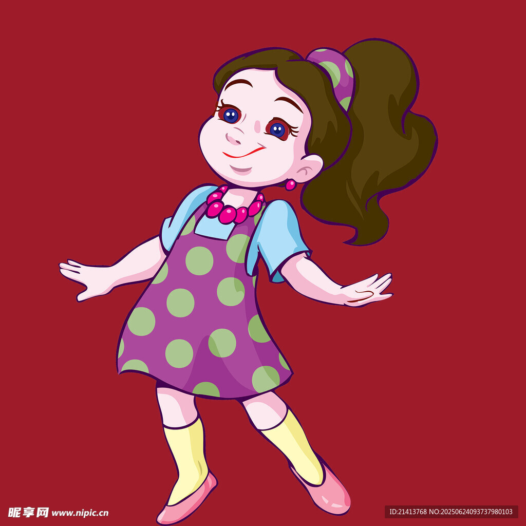 可愛波點裙小女孩