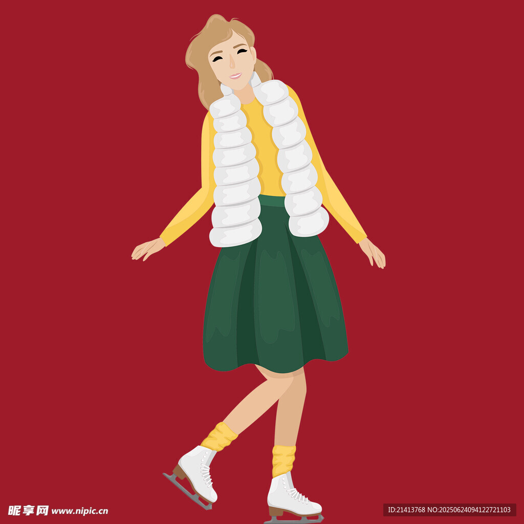 女孩穿裙滑冰姿態(tài)優(yōu)雅