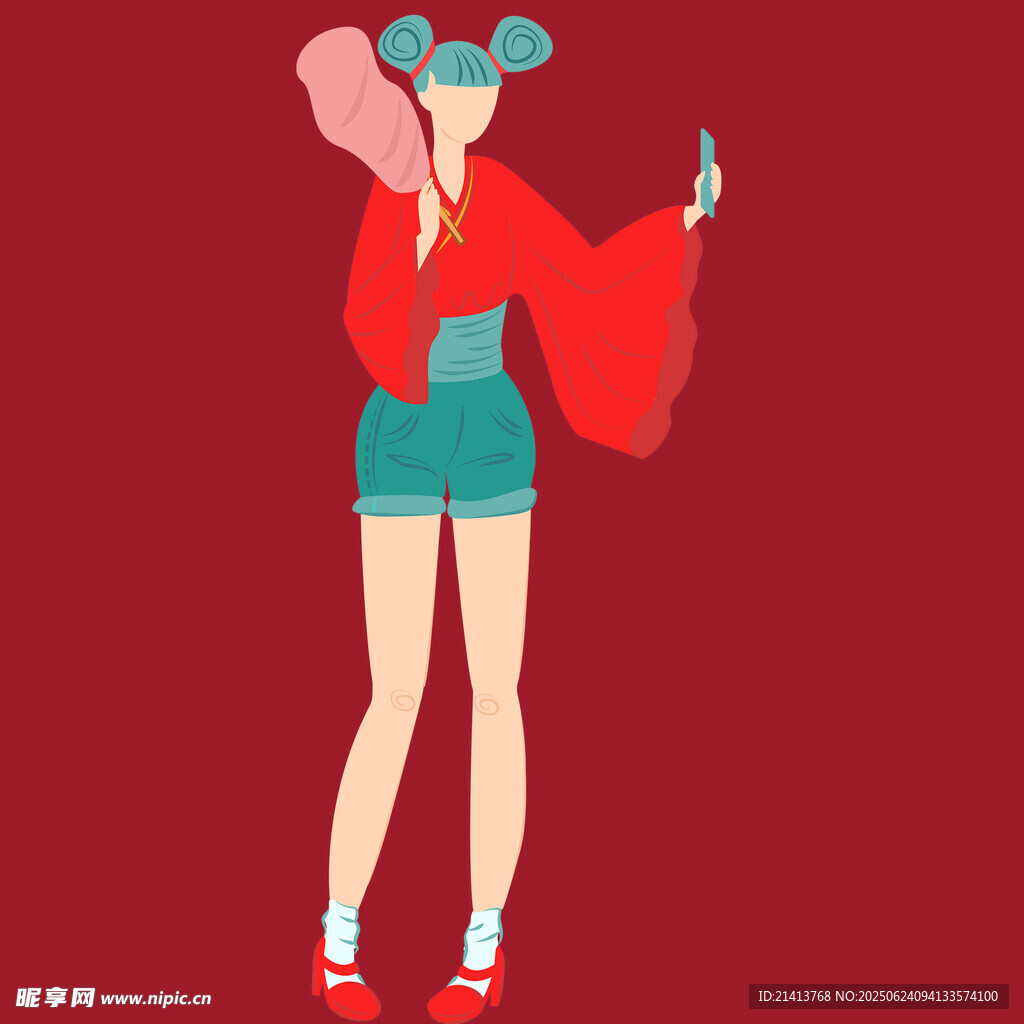 時(shí)尚女孩手持手機(jī)擺造型