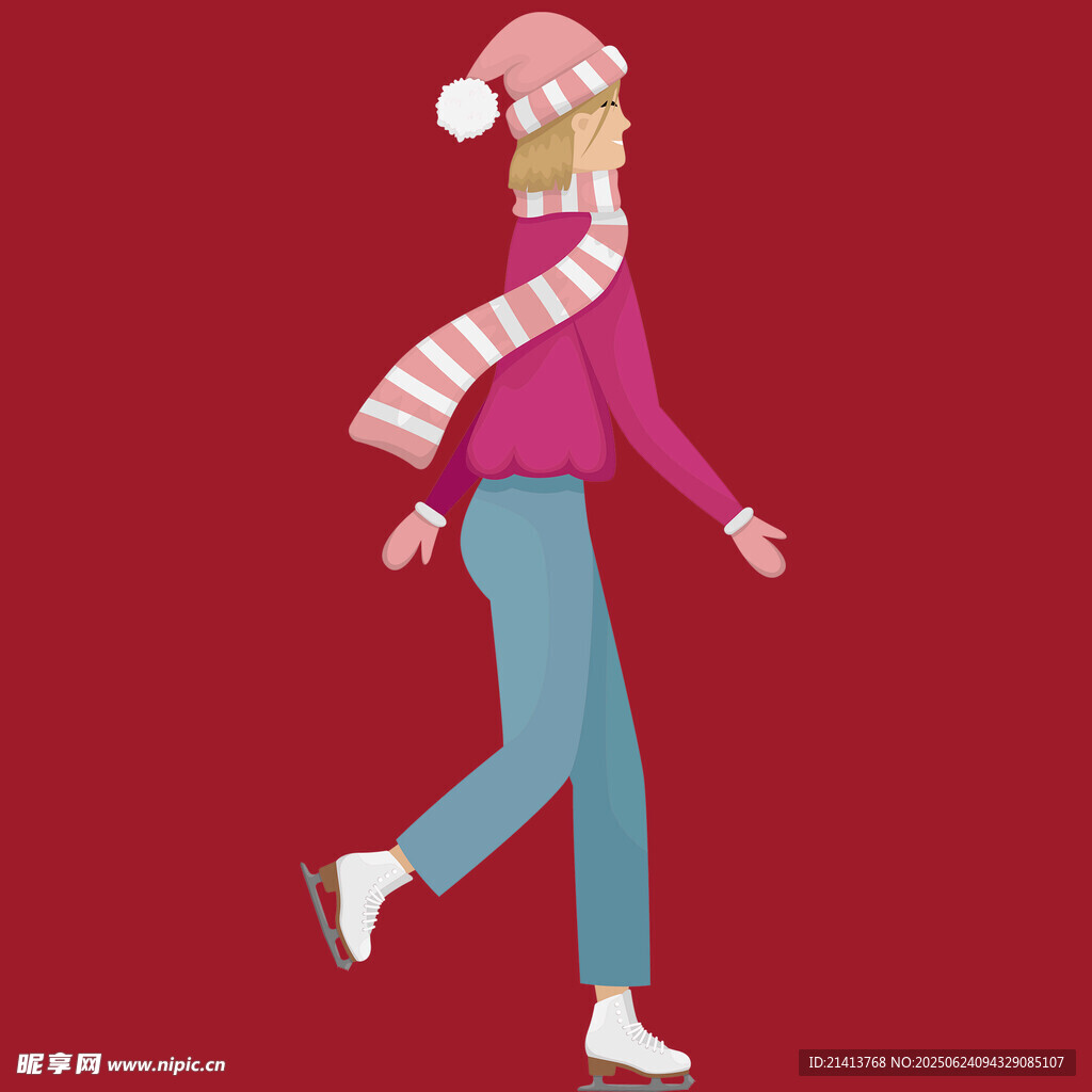 冬日滑冰的時(shí)尚女孩