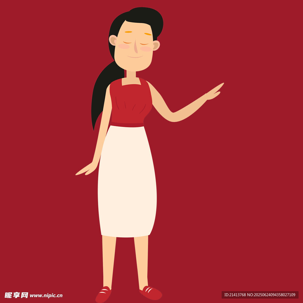 紅衣女士伸手指引方向