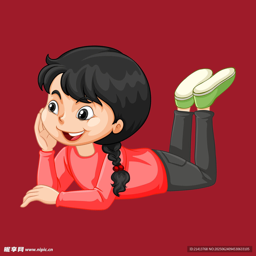 趴著的可愛小女孩