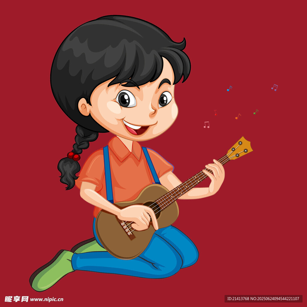 彈吉他的可愛小女孩