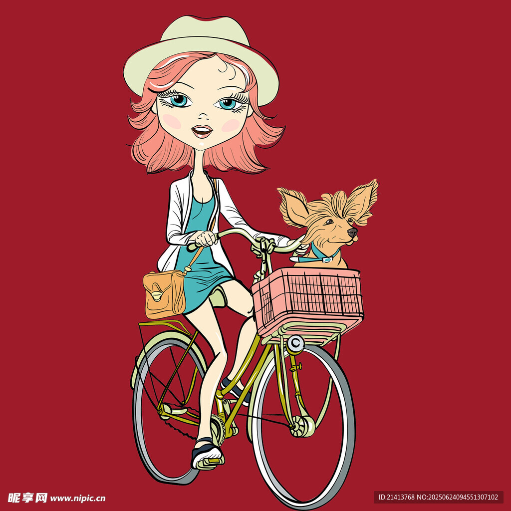 騎車少女與萌寵的愜意時光