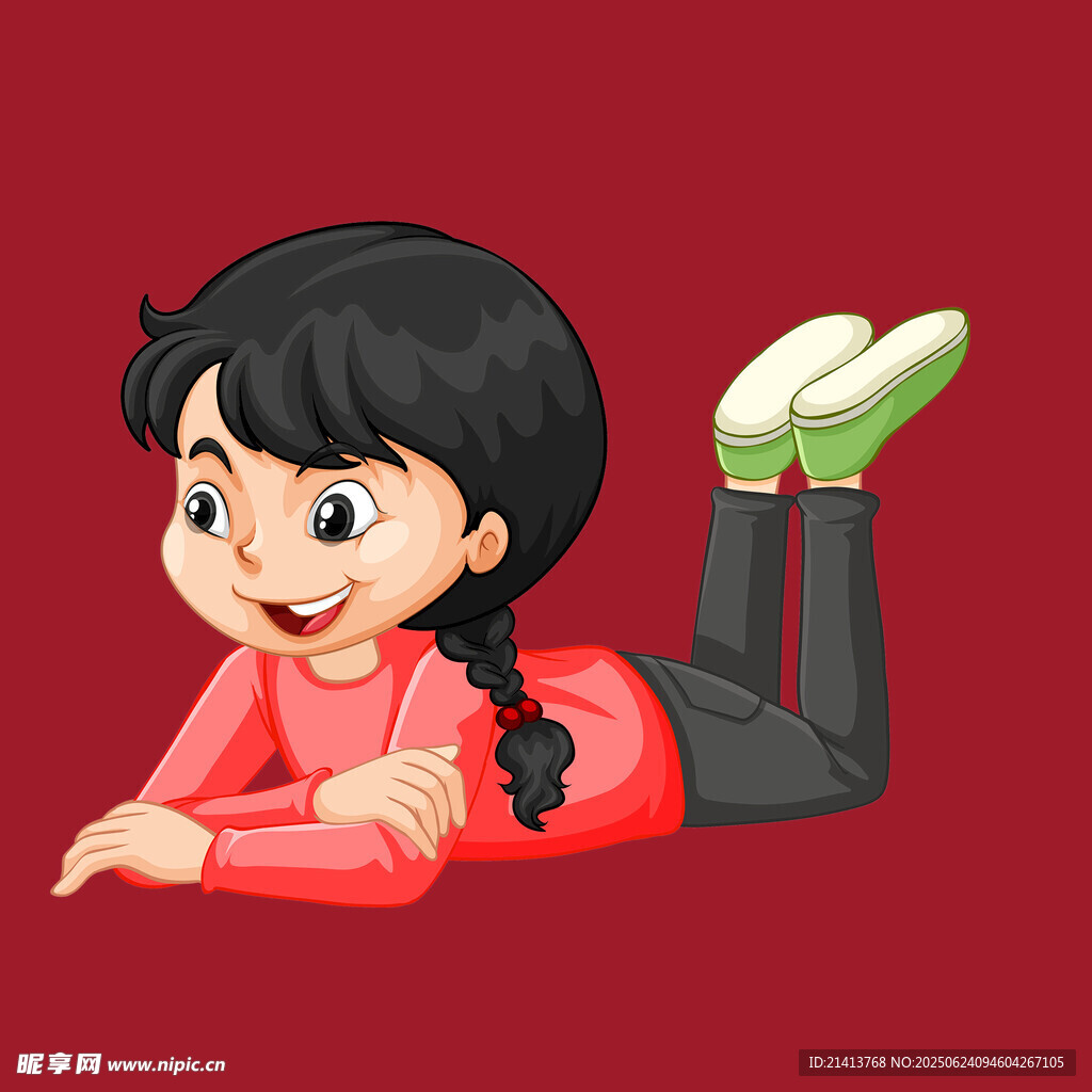 趴著的活力女孩
