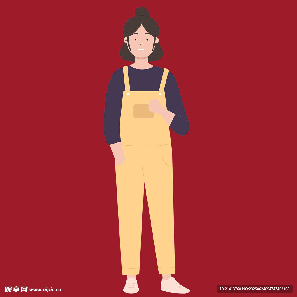 穿背帶褲的休閑風(fēng)女孩