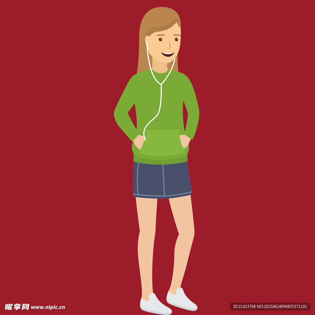 穿綠衛衣的站立女性