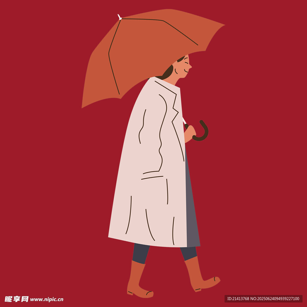 雨中漫步的時尚女子