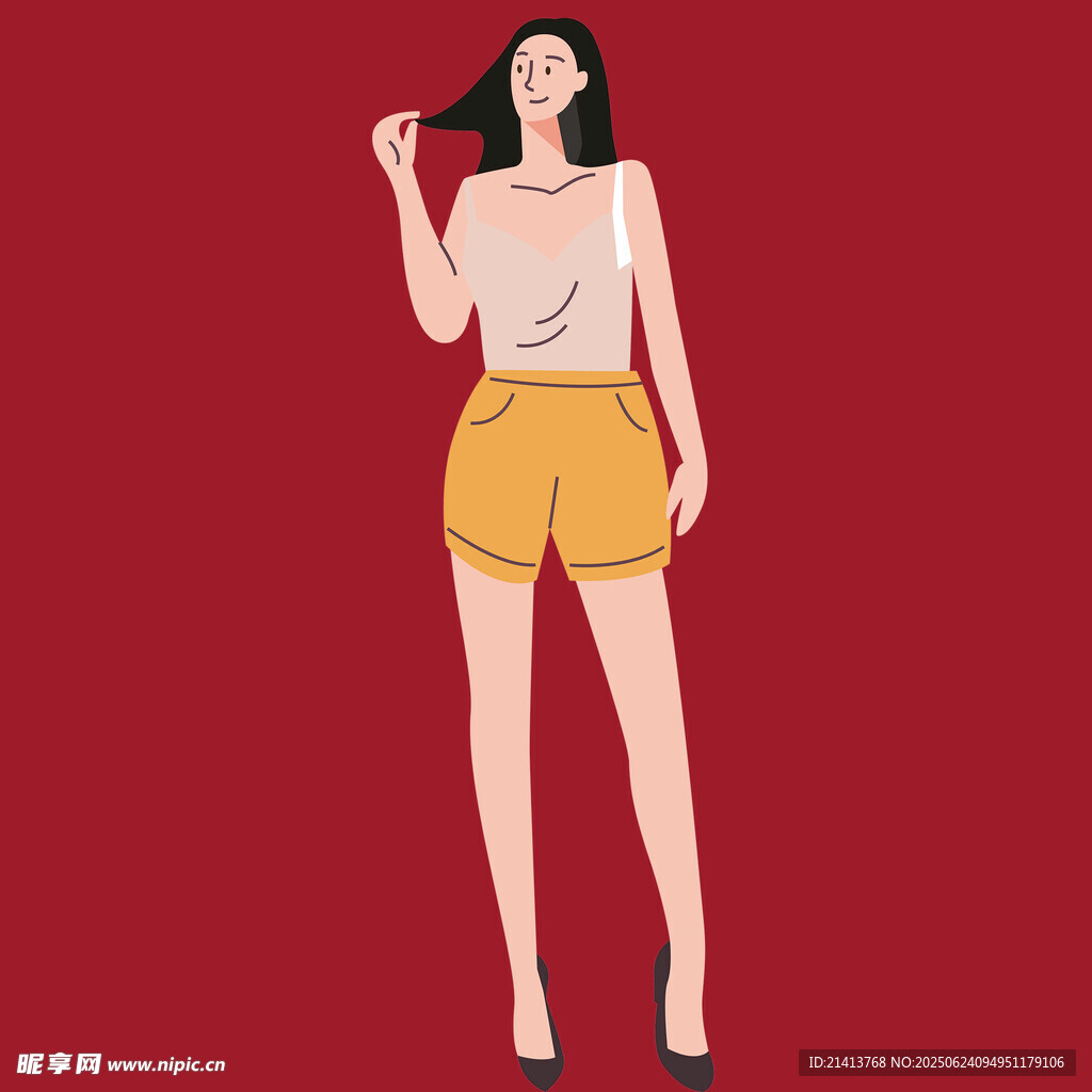 時尚女子手持物品站立