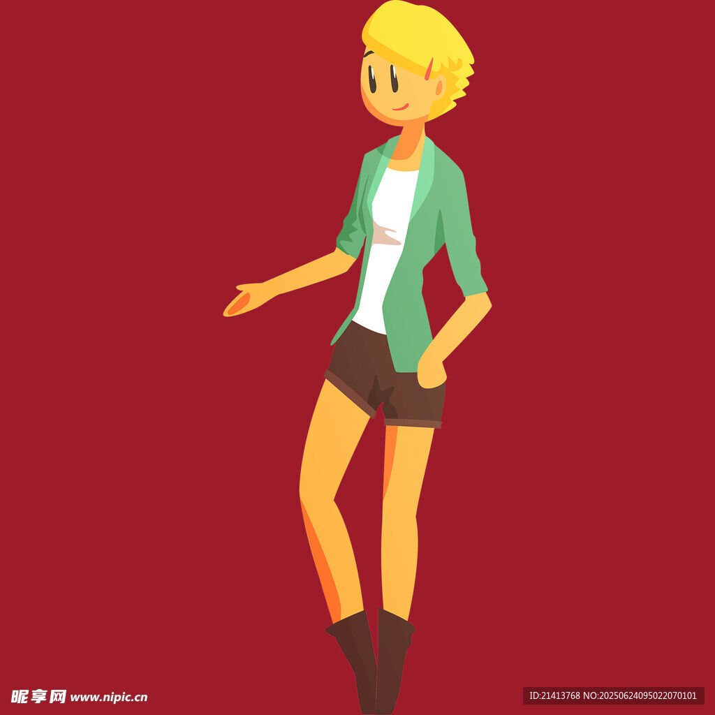 時尚金發女孩休閑姿態展示