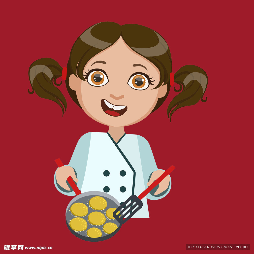 可愛女孩烹飪雞蛋料理