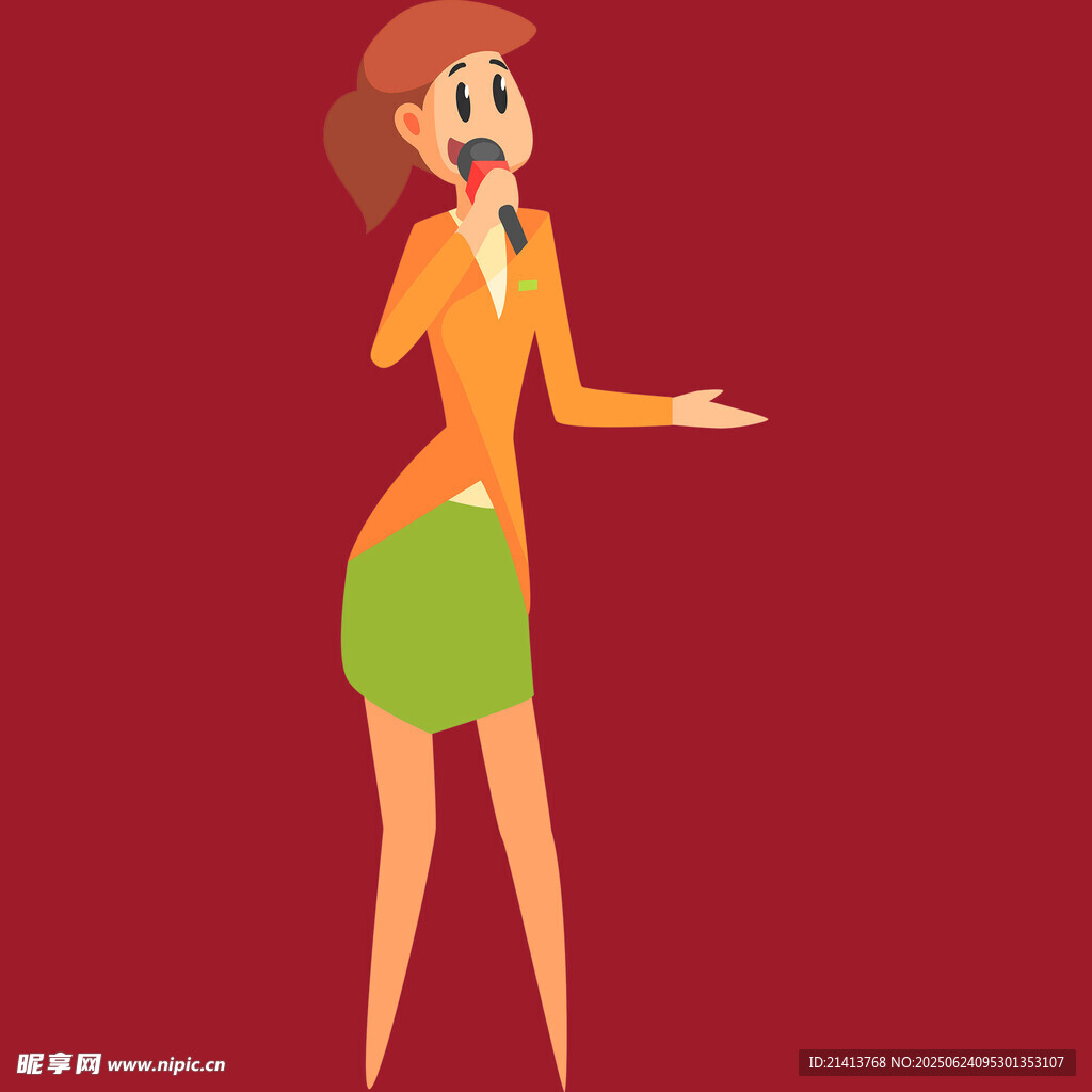 紅衣女子手持話筒演唱