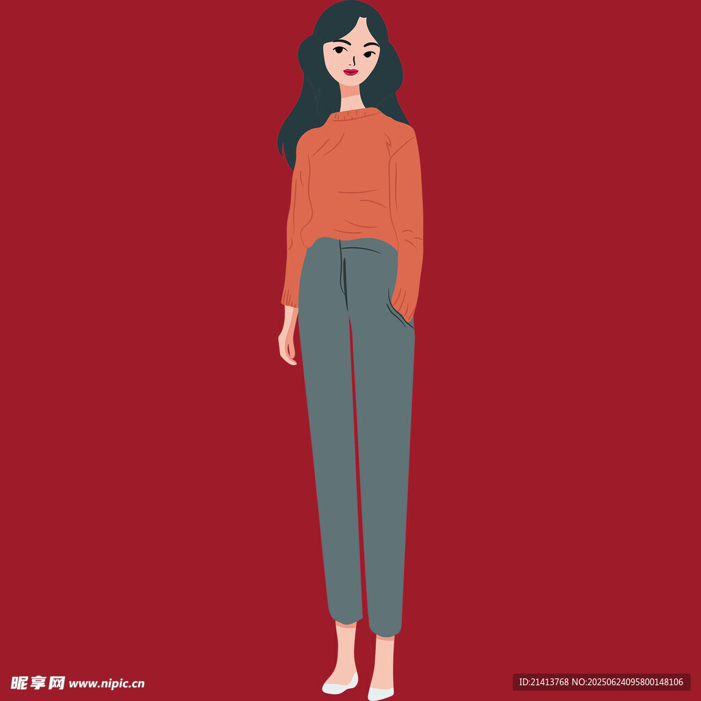 紅衣女子時尚休閑造型