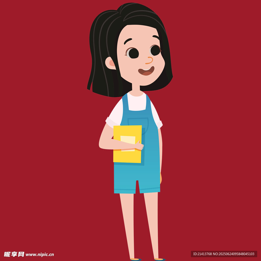 手持書本的可愛女孩