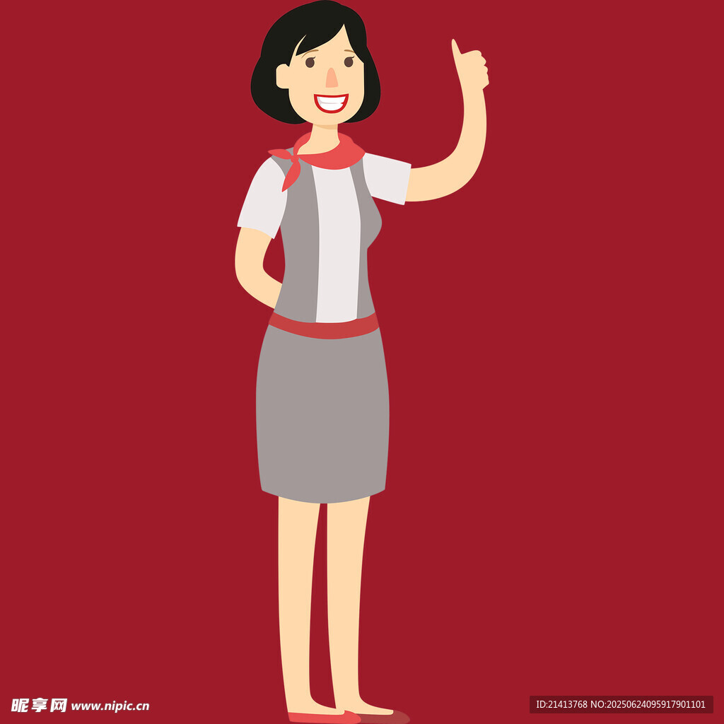 微笑女職員揮手示意