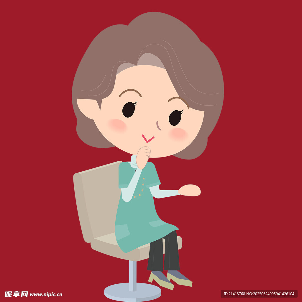 坐著的女士做手勢示意