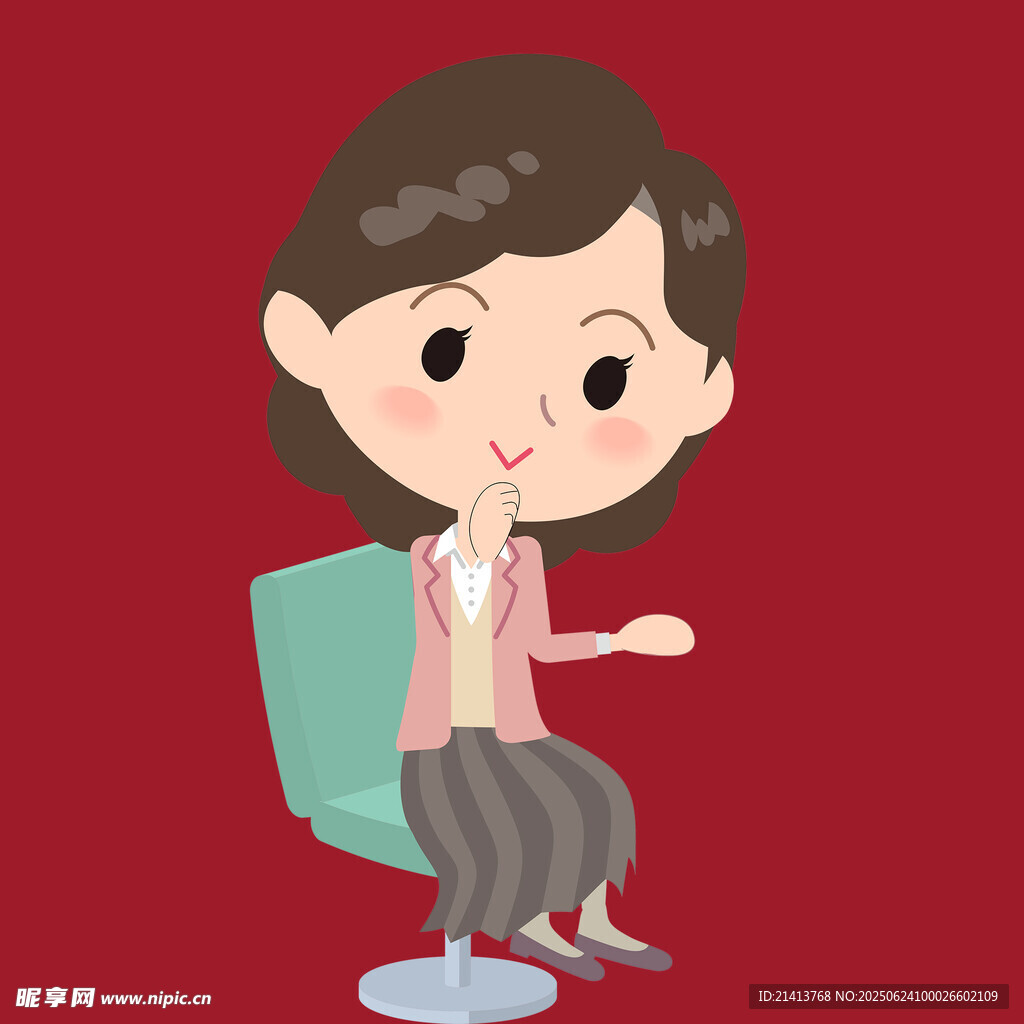 坐著的卡通女士