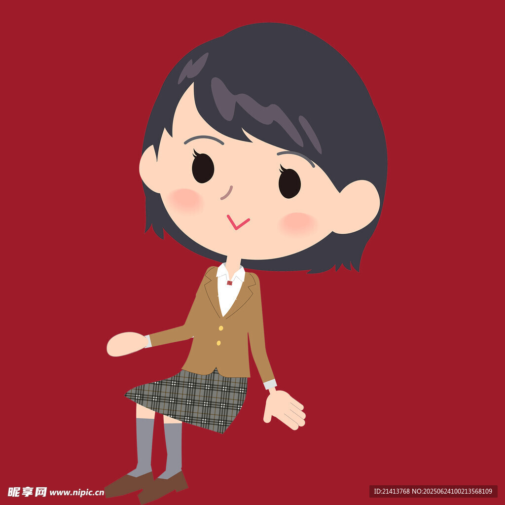 可愛(ài)卡通風(fēng)格的少女形象