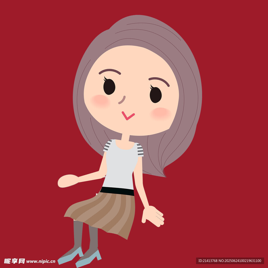 可愛卡通坐姿女孩形象
