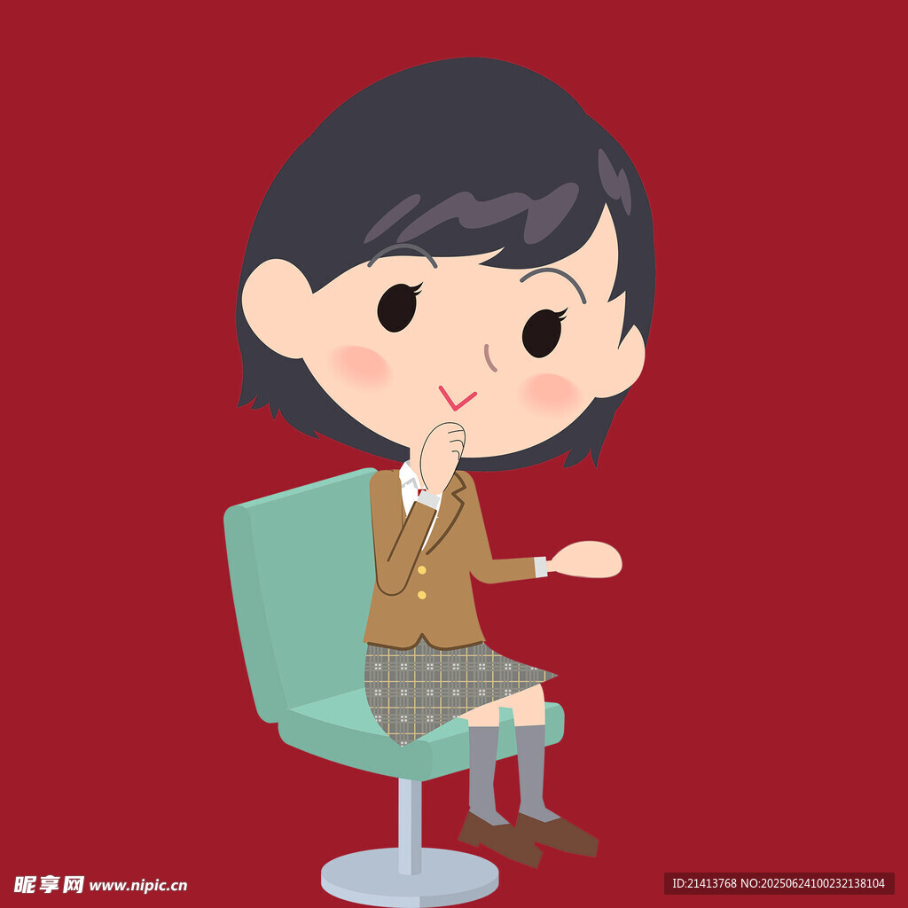 坐著的卡通女孩