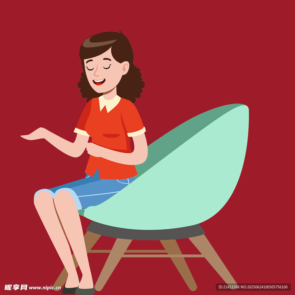 紅衣女子坐椅上優雅姿態