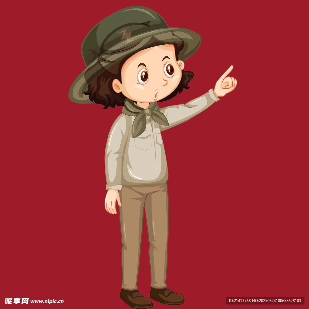 戴帽女孩指向一側(cè)