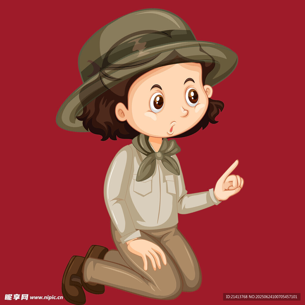 跪地的童子軍女孩