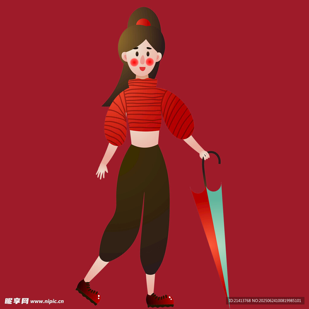 撐傘的時尚女孩