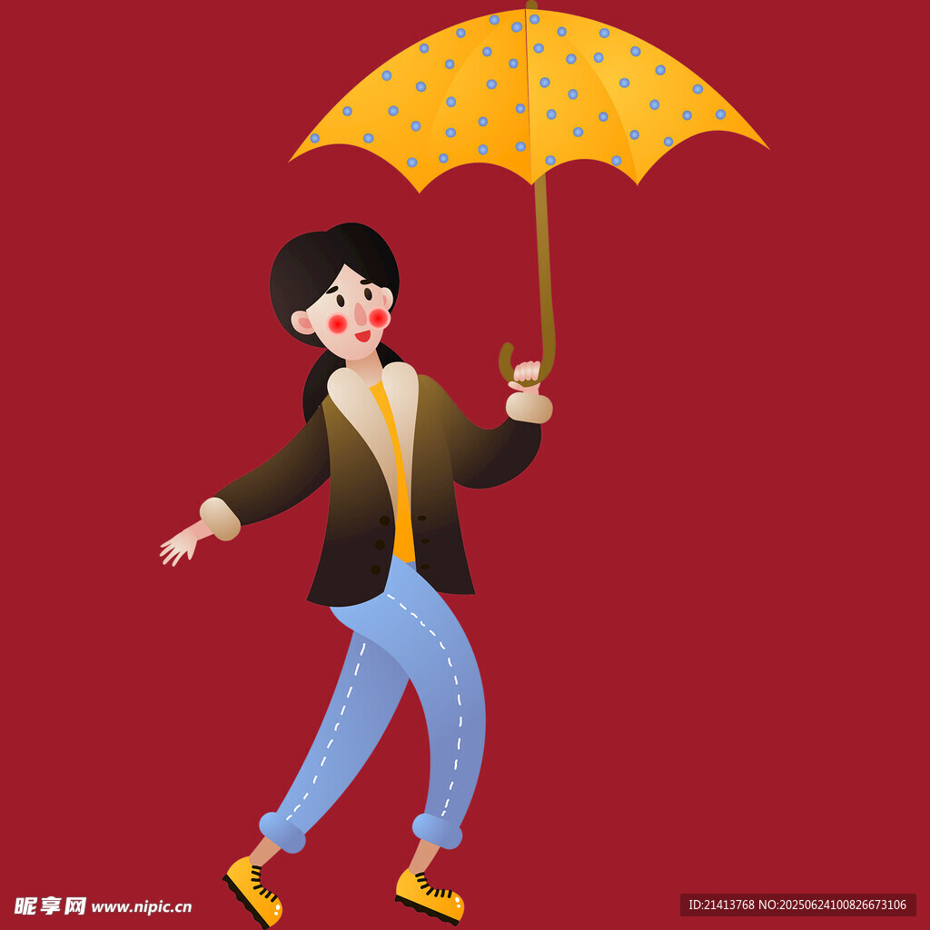 撐傘起舞的時尚人物