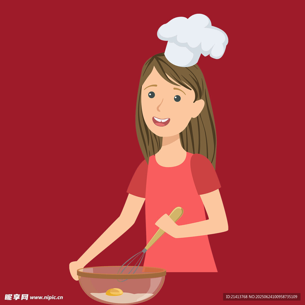 紅衣女士下廚攪拌食材