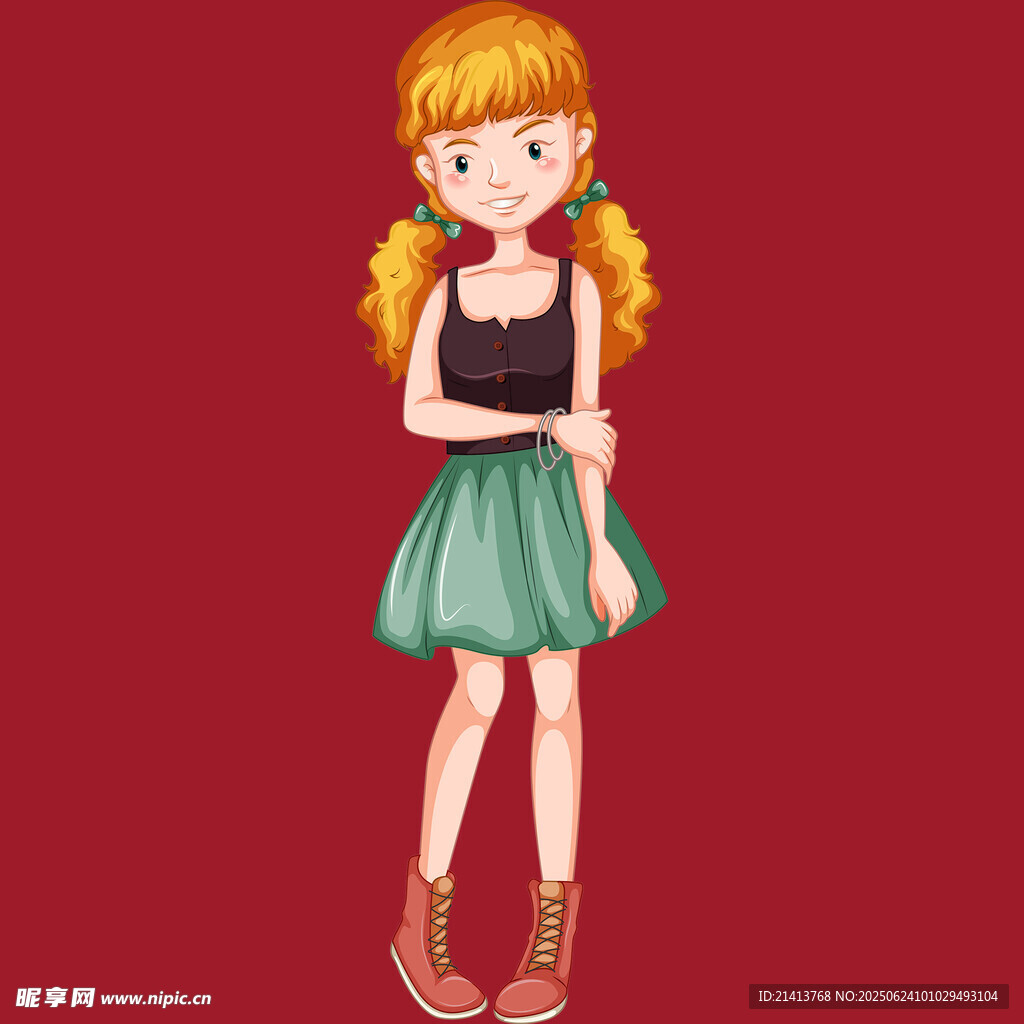 扎雙馬尾的可愛女孩