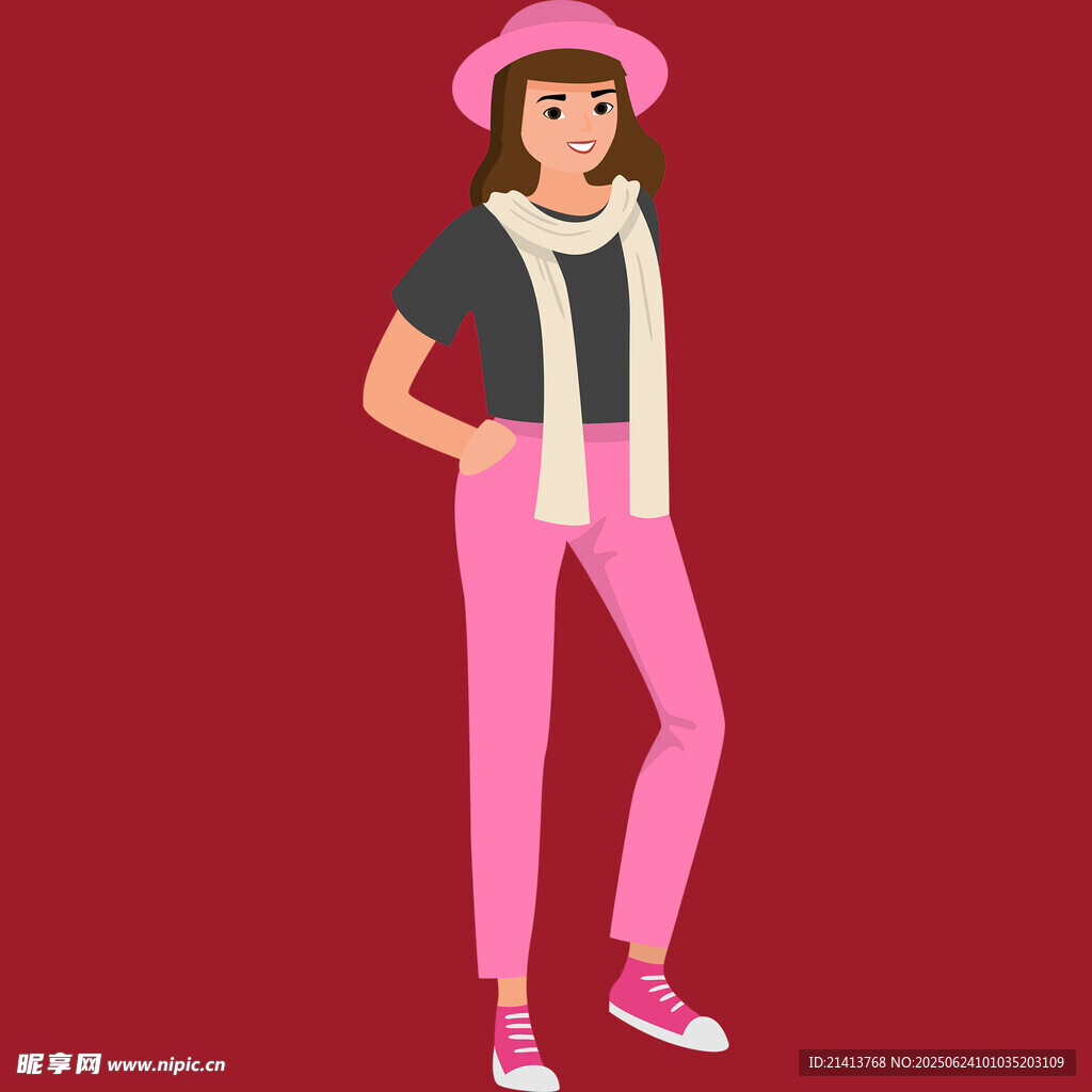 時尚穿搭的粉色系女孩