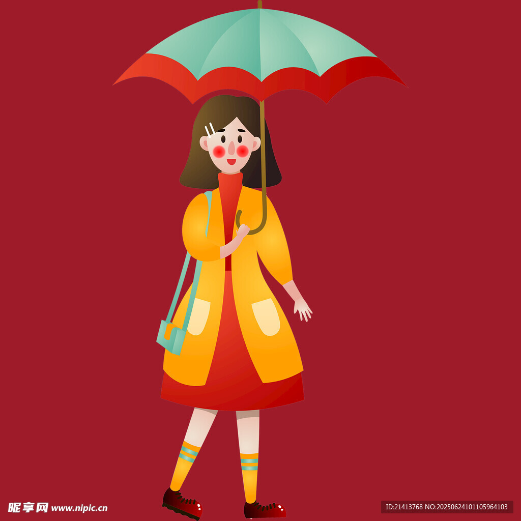 撐傘漫步的時(shí)尚女孩
