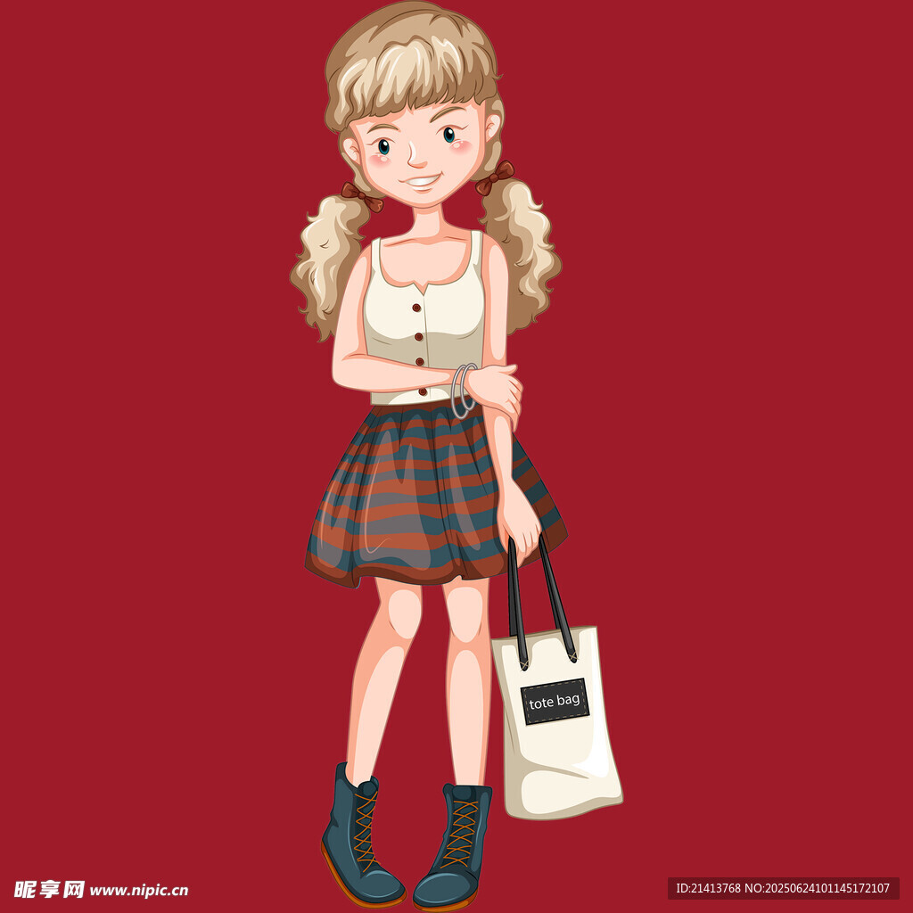 背著書包的可愛金發(fā)女孩