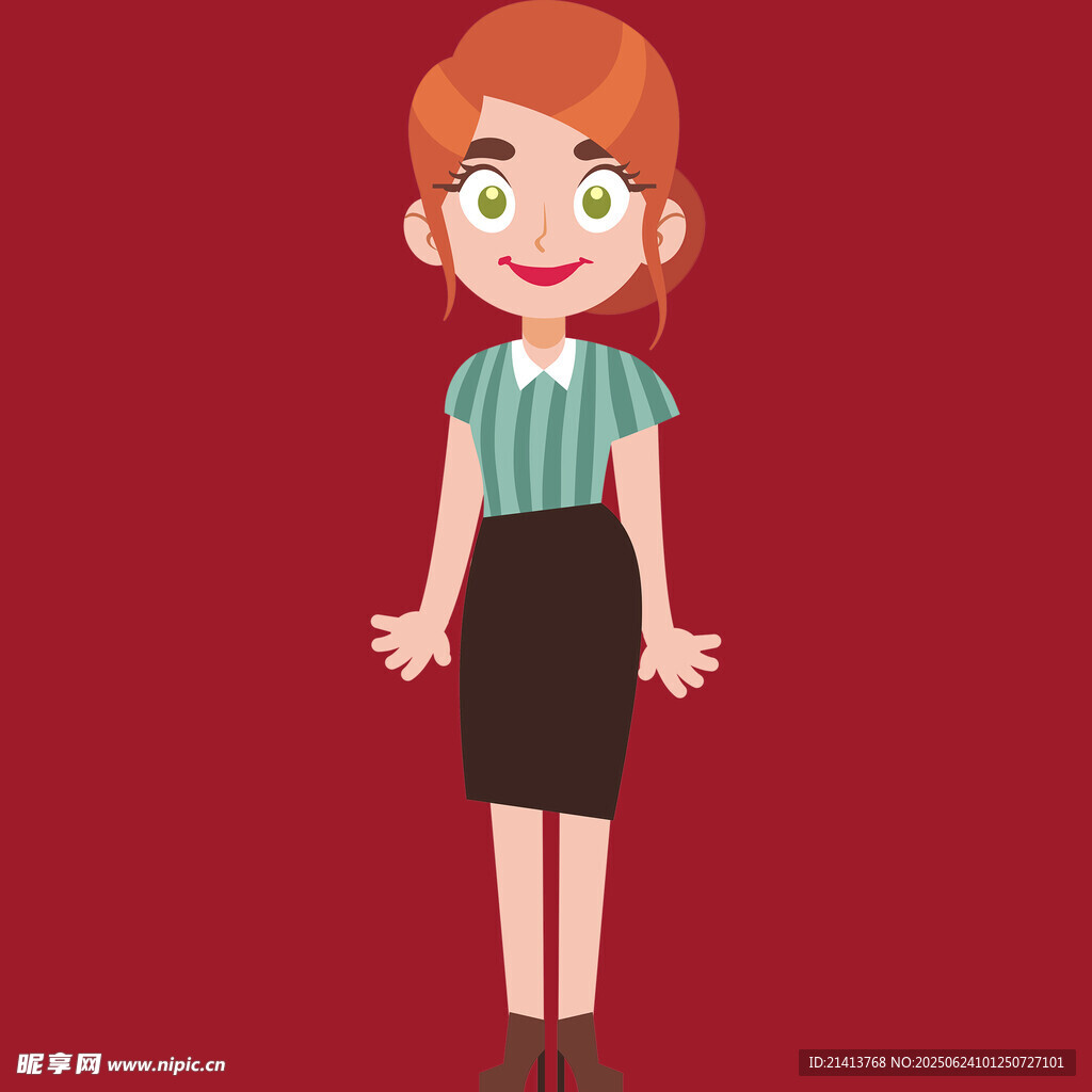 紅發(fā)條紋上衣女士形象