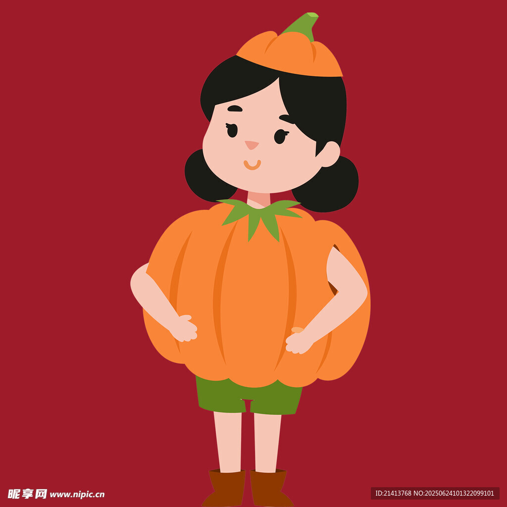 穿南瓜服的可愛小女孩