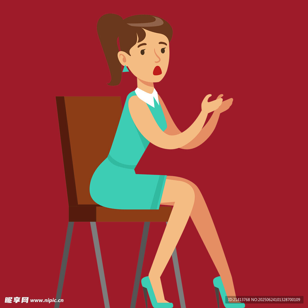 坐著的女士做手勢表達