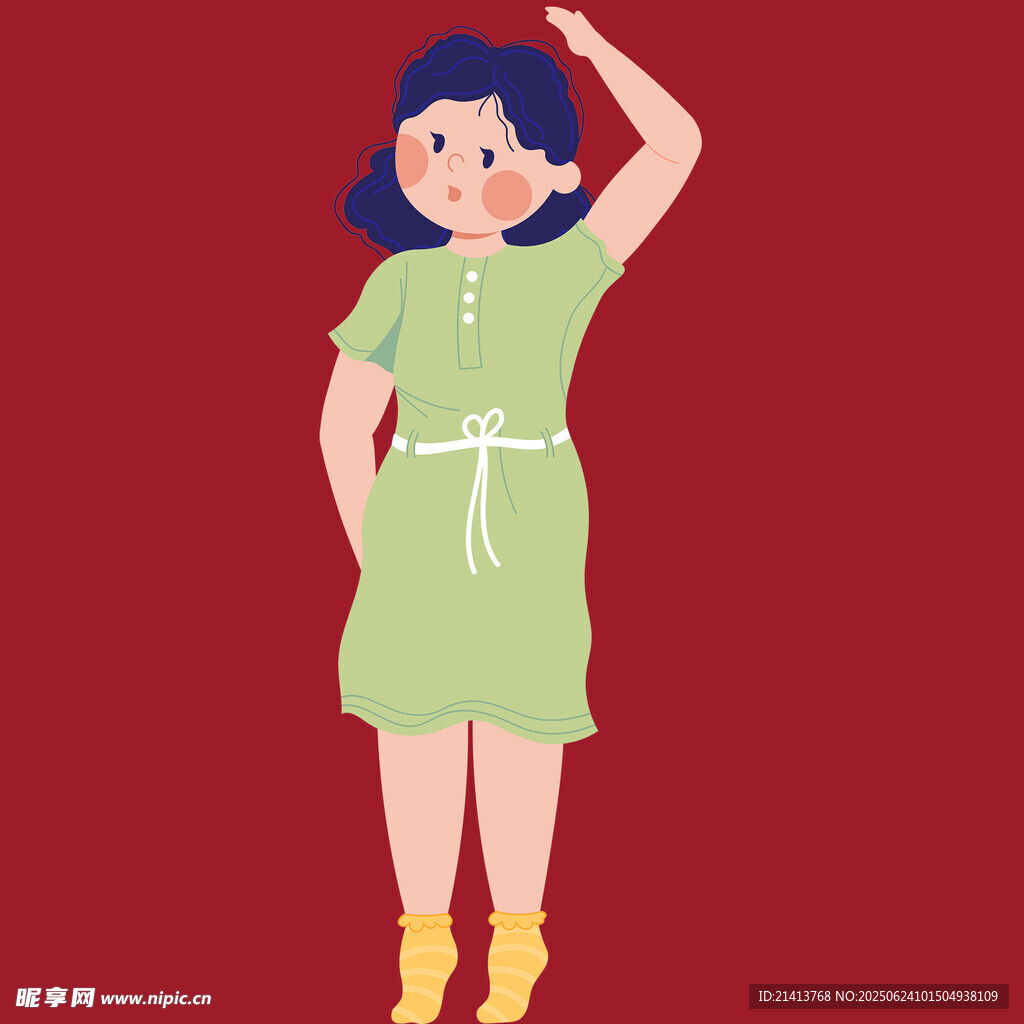 穿綠裙的俏皮女孩