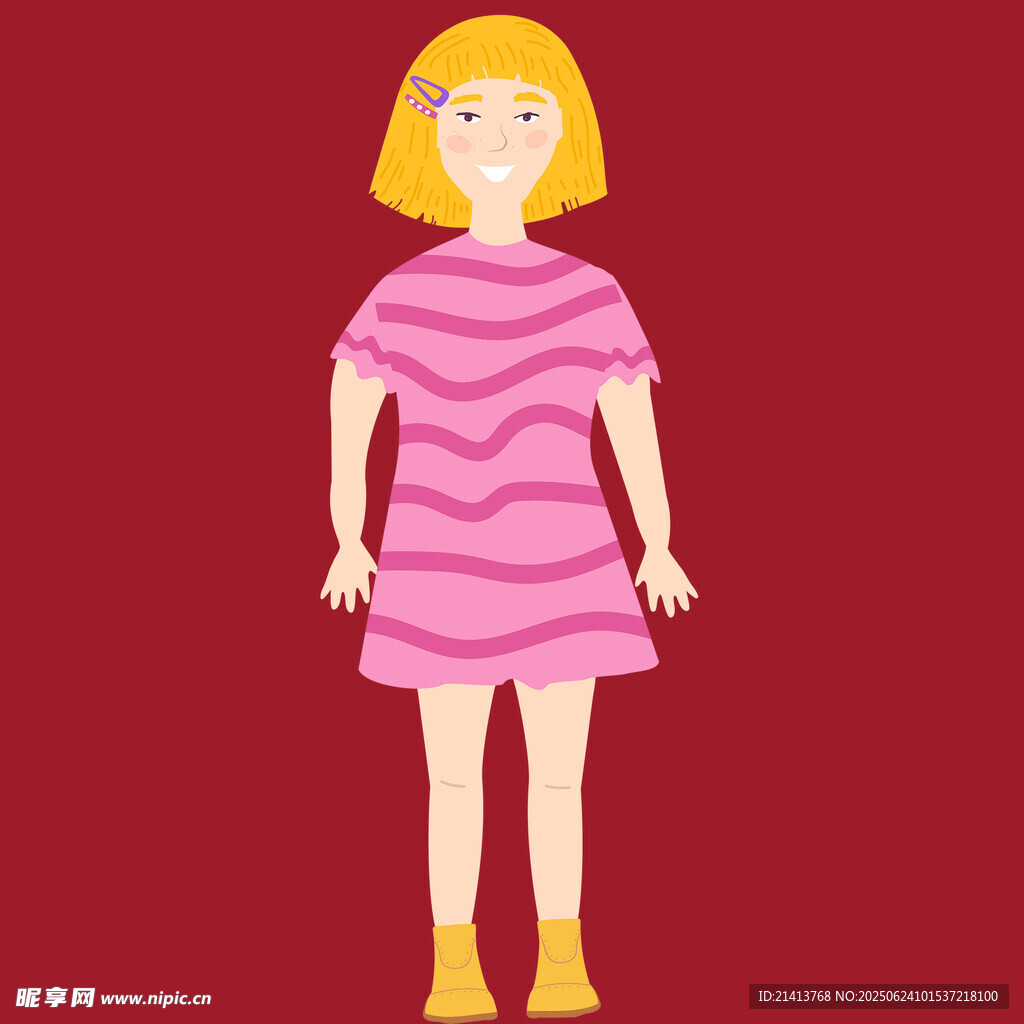 穿粉裙的金發女孩