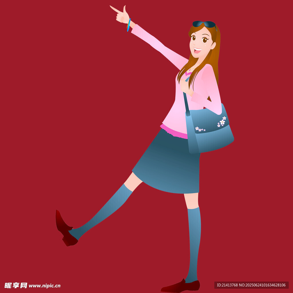 時尚女孩活力姿態