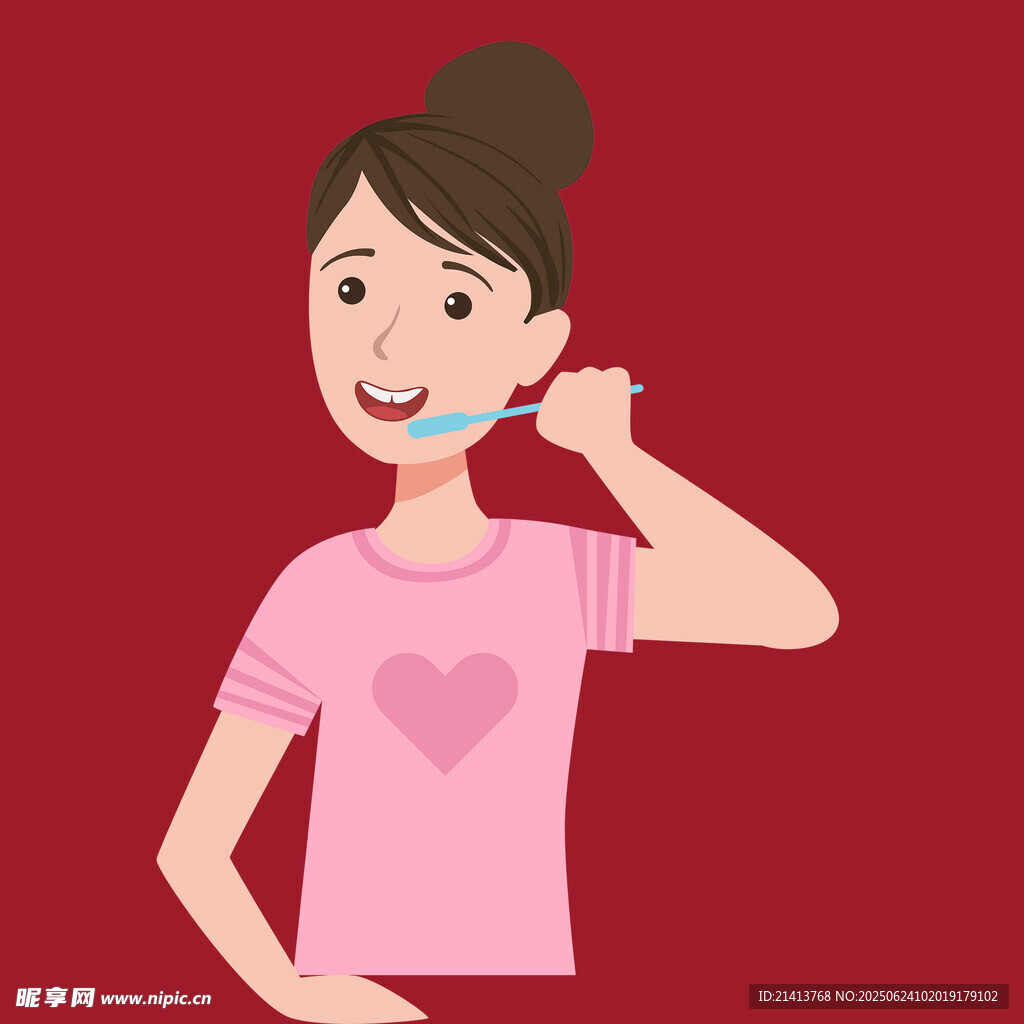 女孩開(kāi)心刷牙瞬間