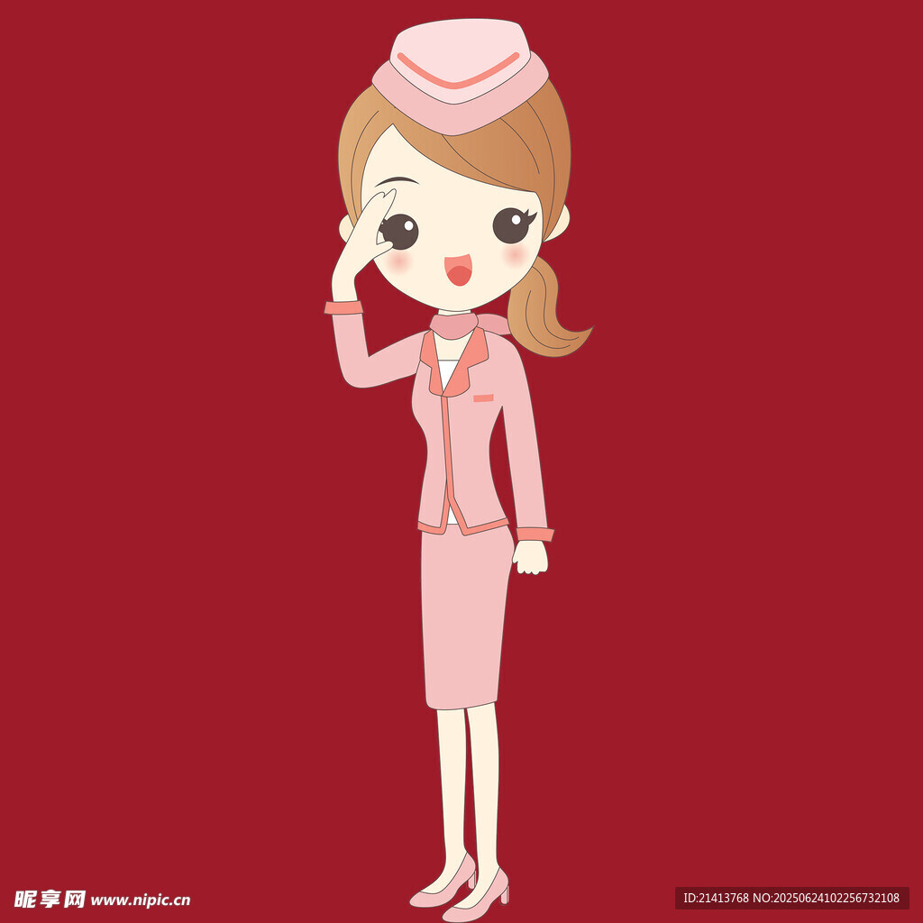 可愛卡通形象的空乘女孩