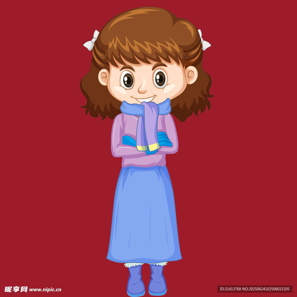 可愛抱臂女孩卡通形象