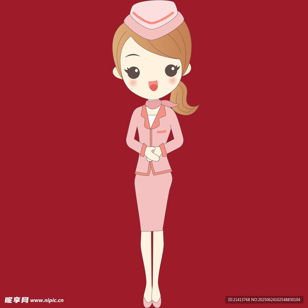 可愛卡通形象的空乘女孩