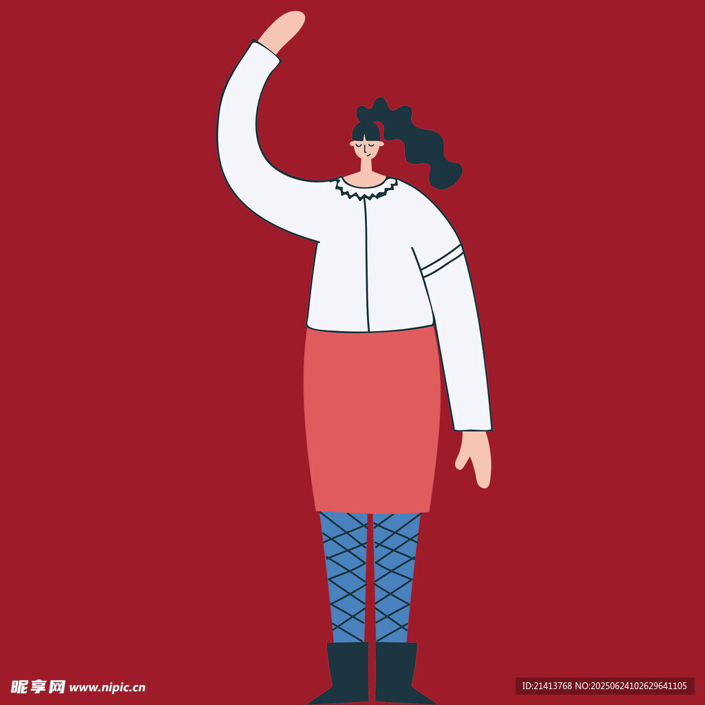 揮手的圍裙裝扮女性