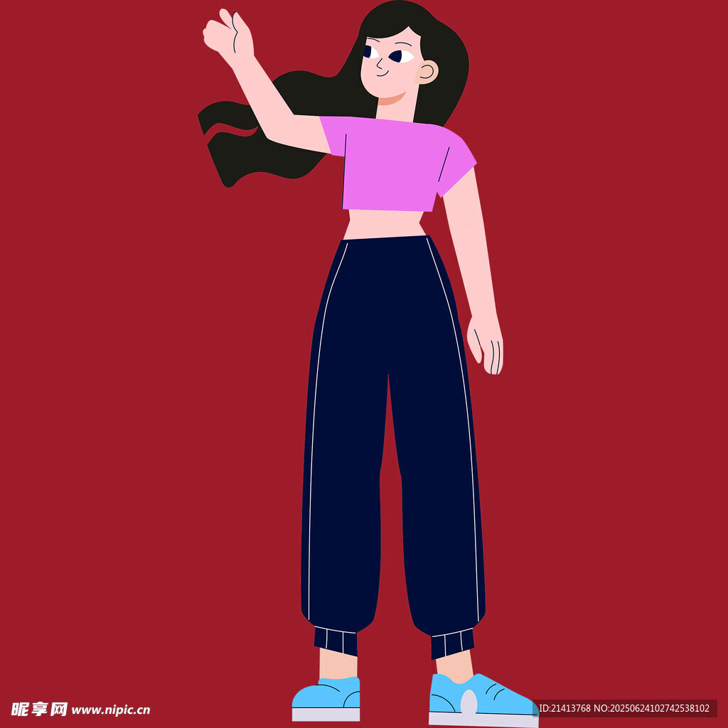 揮手的時尚女孩
