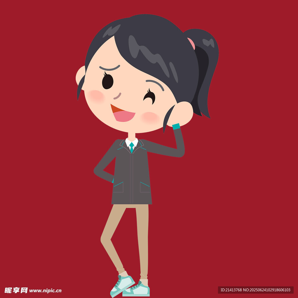可愛女孩俏皮站姿