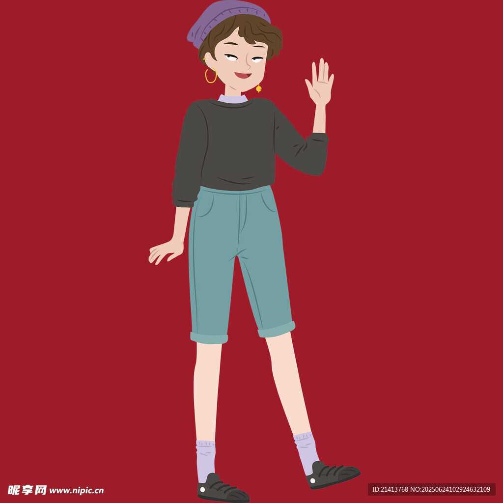 揮手的時(shí)尚女孩
