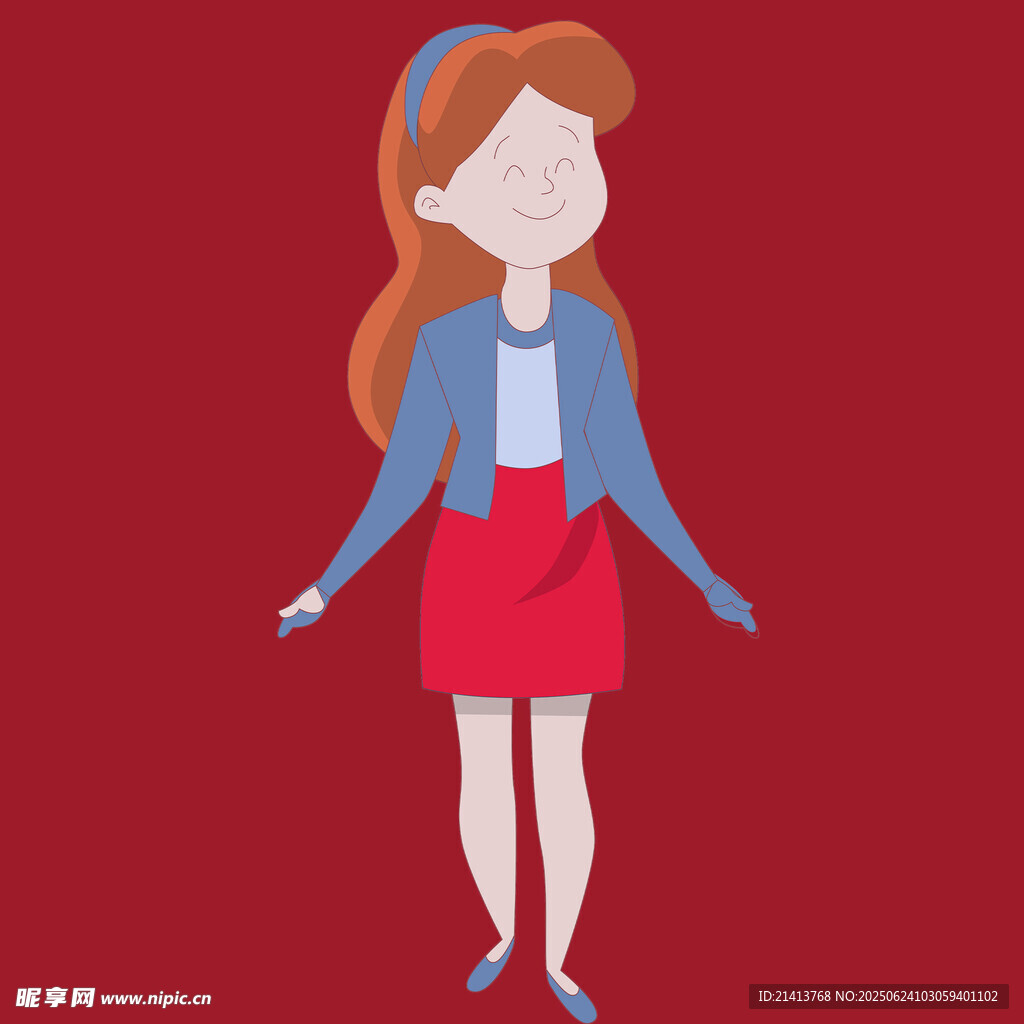 紅衣女孩時尚裝扮形象
